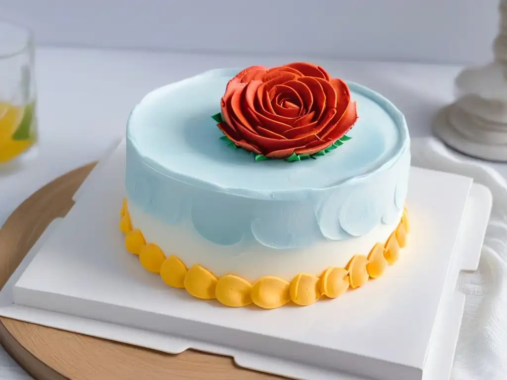 Exquisita tarta rosa de rosas con molde de silicona Delicado pastel de rosa creado con moldes de silicona repostería creativa, decorado con azúcar glass