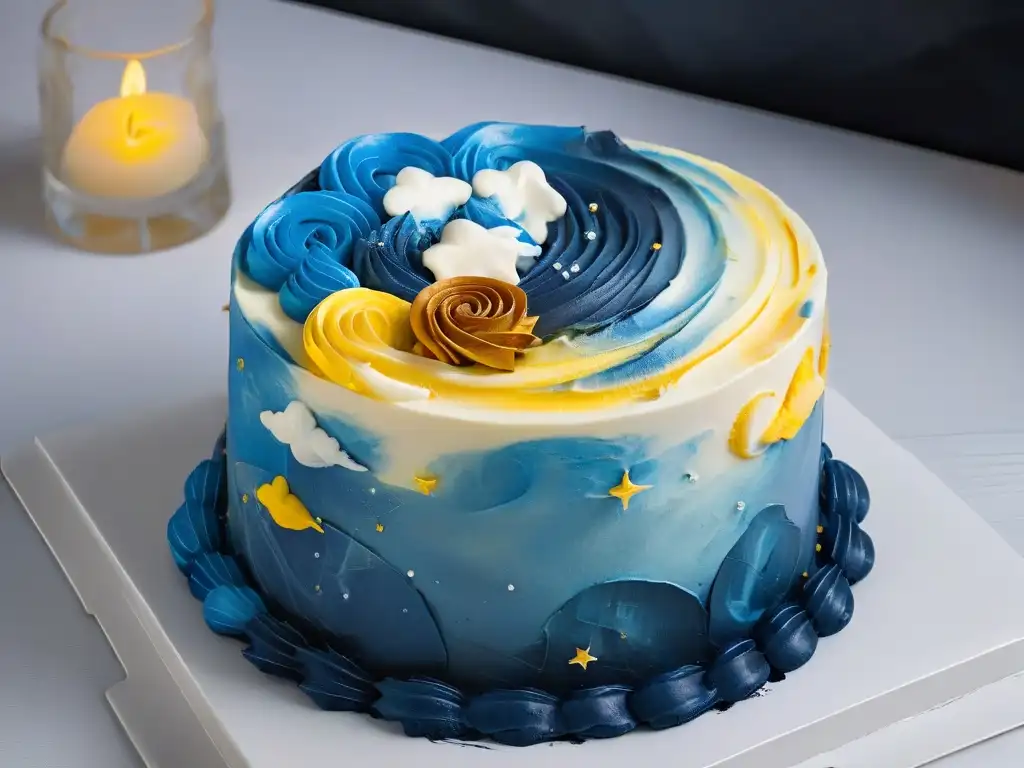 Delicado postre fusiona arte clásico en presentación inspirada en 'La noche estrellada' de Van Gogh