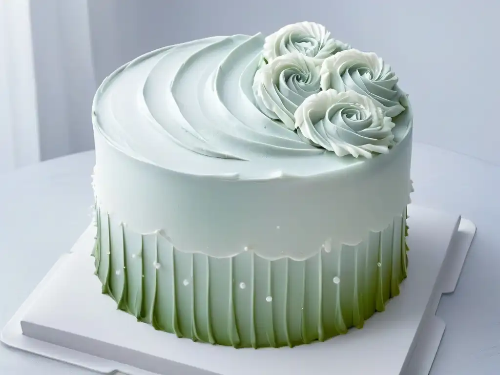 Un delicado remolino de glaseado blanco en un pastel perfectamente decorado