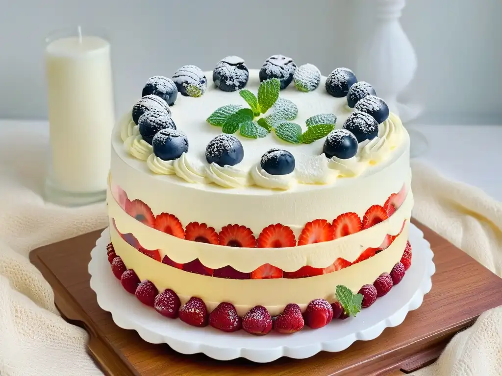 Delicado trifle de frutos rojos y crema en cuenco de cristal, ideal para primavera