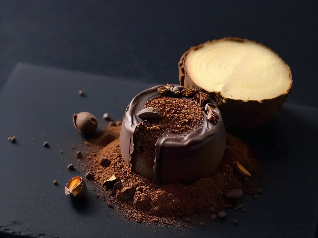 Delicado trufa de chocolate negro con cacao orgánico, elegancia para el paladar y el planeta