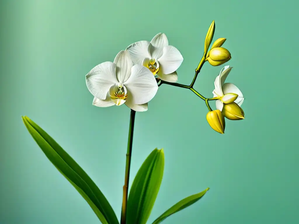 Un delicado orquídea vainilla en flor resaltando la belleza natural