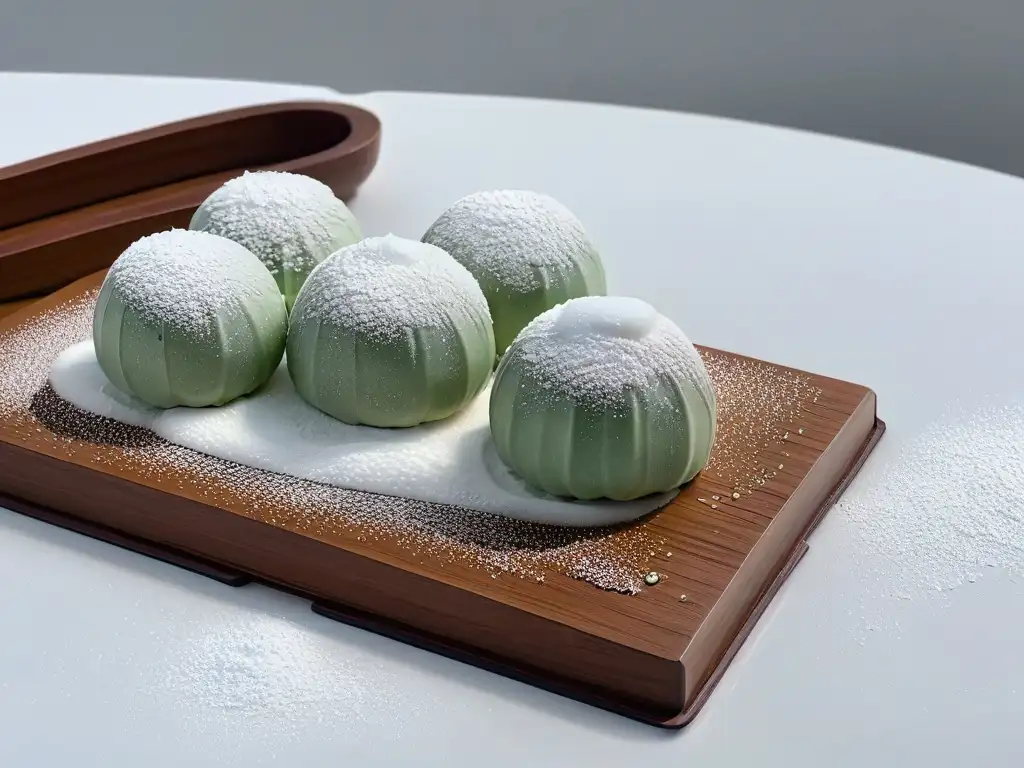 Delicados daifuku y mochi: arte japonés en detalle Delicados daifuku y mochi, resaltando sus diferencias en textura y detalle