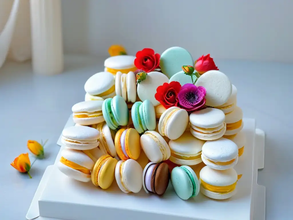 Delicados macarons en mármol blanco: tendencias repostería redes sociales