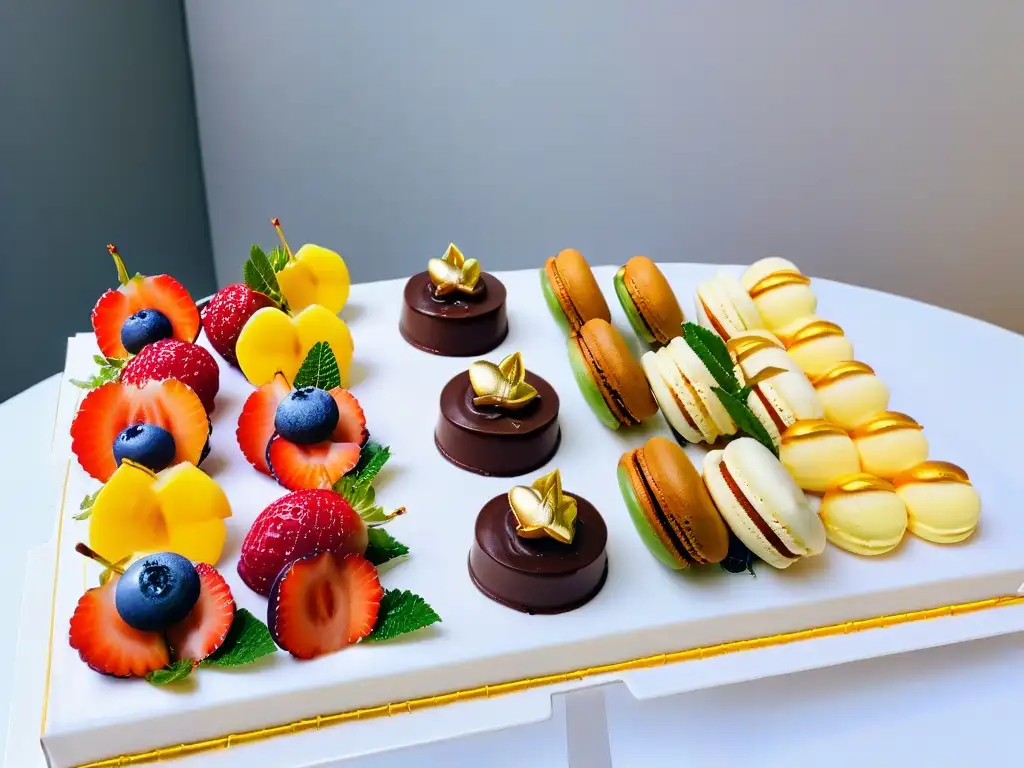 Delicados postres como mensaje en evento corporativo, elegancia y sofisticación en mesa de postres