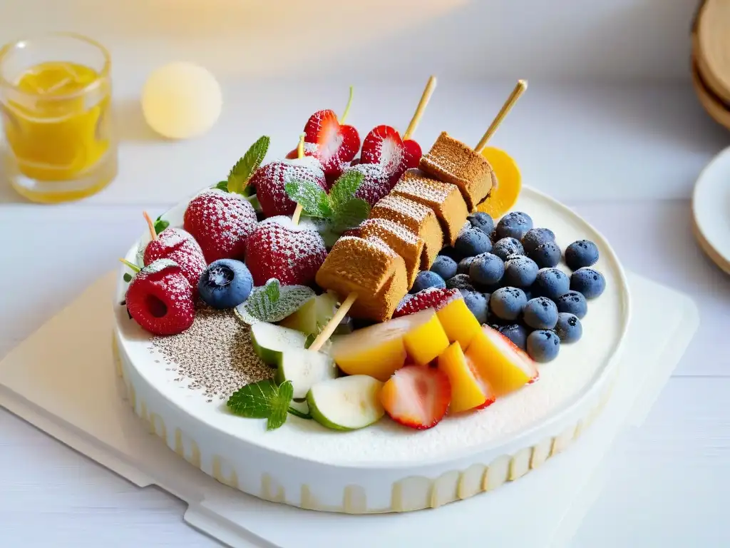 Una deliciosa bandeja de repostería saludable para niños, con coloridos y creativos postres