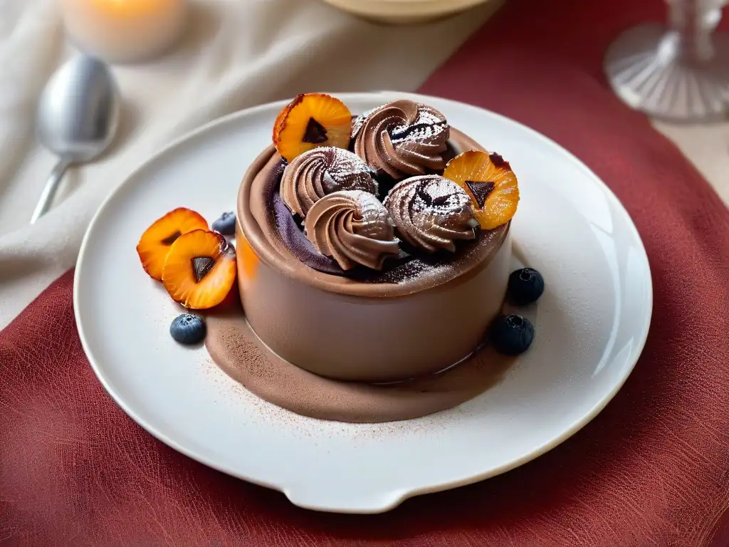 Deliciosa mousse de chocolate en copa de cristal, ideal para Recetas de postres ligeros