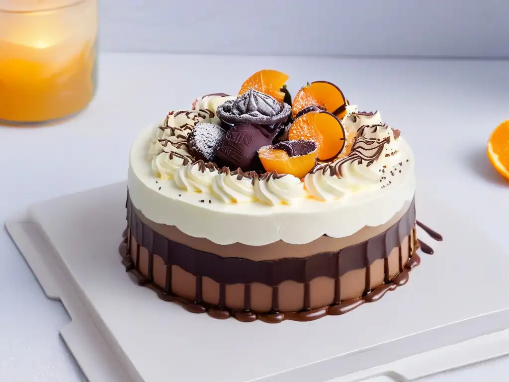 Deliciosa chocotorta argentina decorada con detalle, en plato moderno