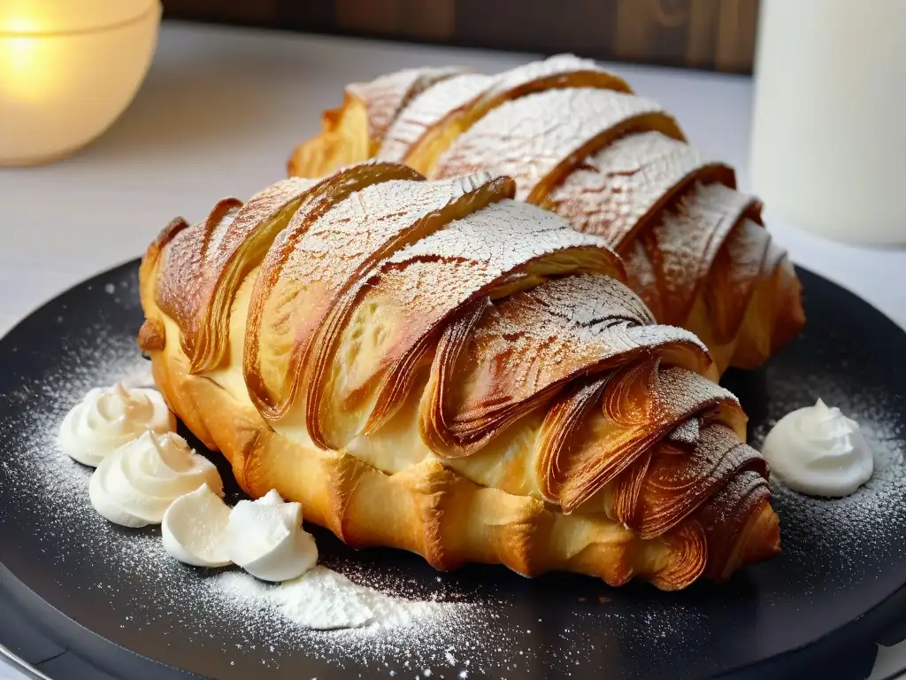 Deliciosa croissant vegano dorado con harinas alternativas orgánicas recetas veganas