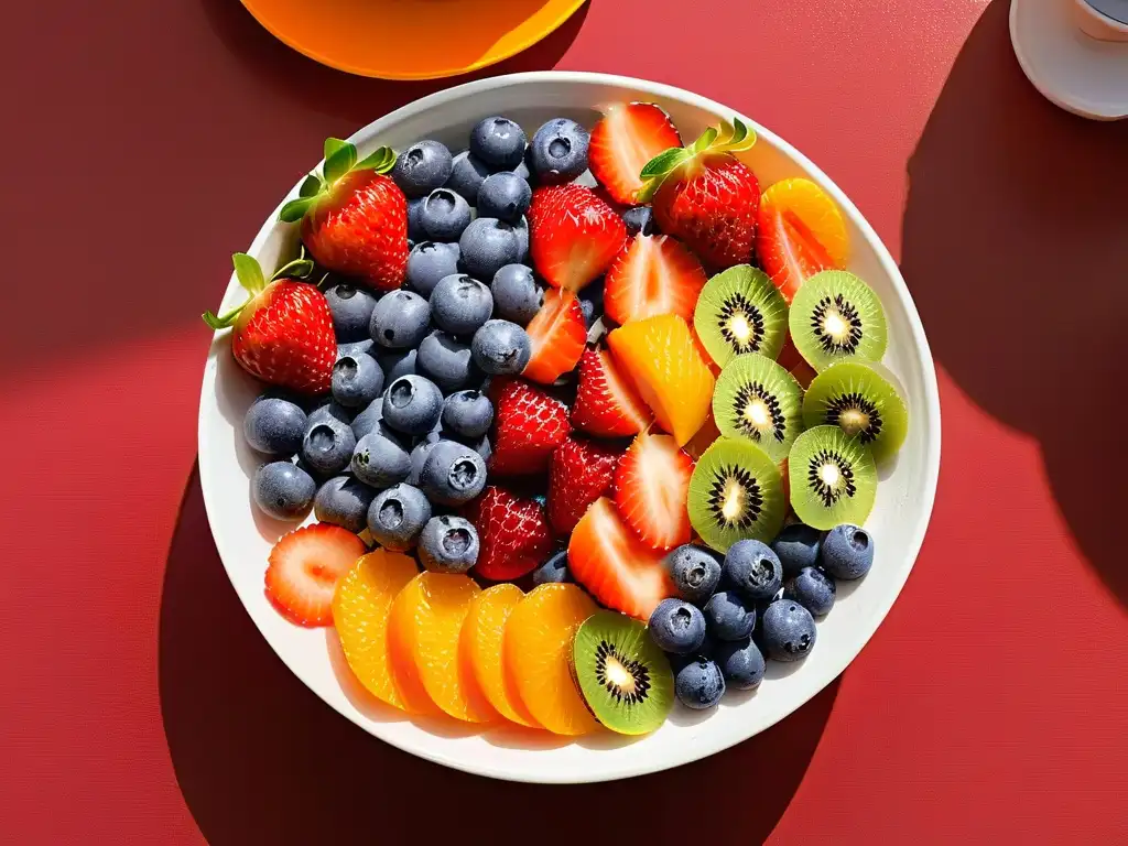 Deliciosa ensalada de frutas colorida en un tazón, perfecta para recetas fit saludables