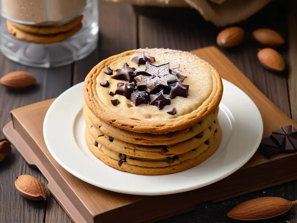 Deliciosa galleta de almendra con chispas de chocolate, almendra entera y mantequilla de almendras