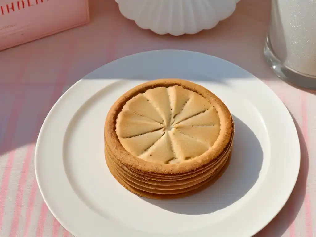 Deliciosa galleta dorada con bordes crujientes y centro suave en un plato blanco moderno