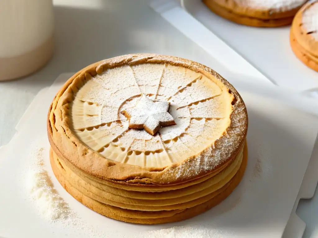 Deliciosa galleta sin gluten dorada y espolvoreada con azúcar glass