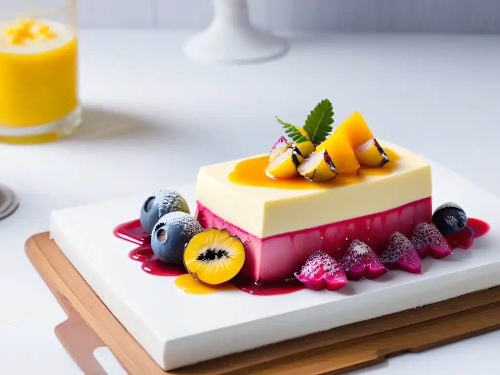 Una deliciosa evolución de la historia de la repostería: Cheesecake moderno con toque global, frutas exóticas y detalles elegantes