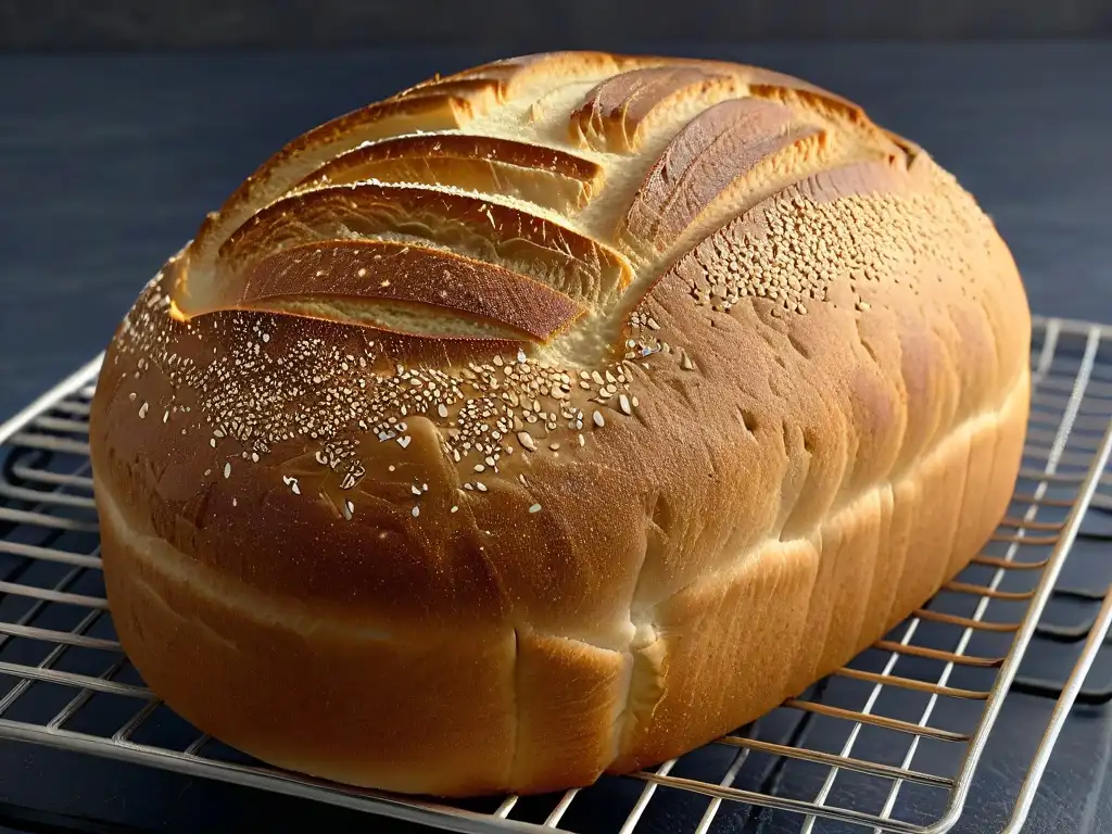 Deliciosa hogaza dorada de pan integral sin azúcar para diabéticos, transmitiendo calidez y frescura