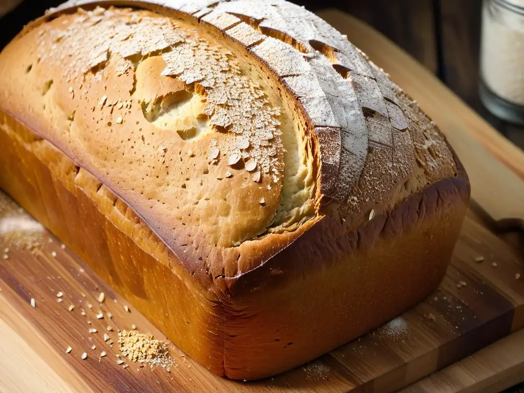 Deliciosa hogaza sin azúcar sobre tabla de corte rústica