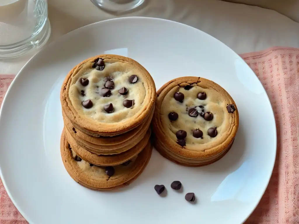 Deliciosa galleta recién horneada con chispas de chocolate y semillas de chía en un plato moderno