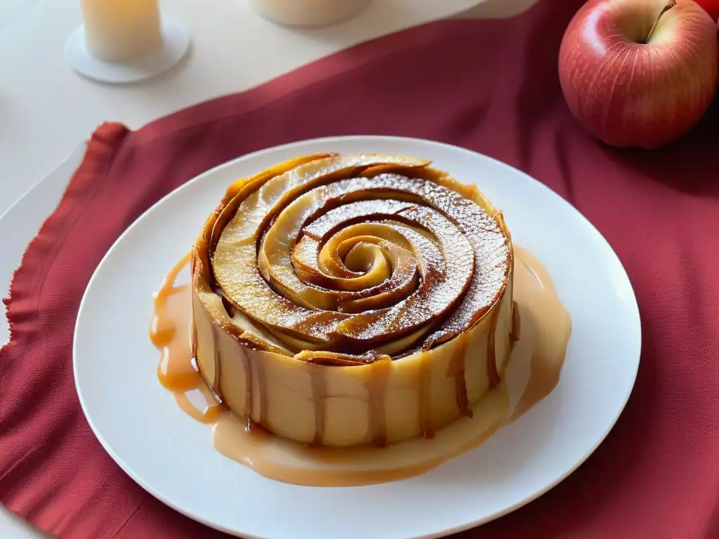 Deliciosa Apple Pie receta twist moderno con manzanas en espiral, caramelo y canela