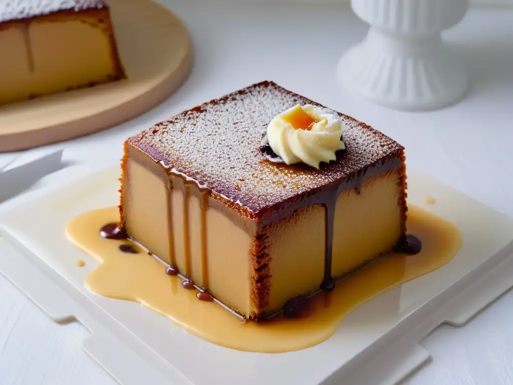 Deliciosa rebanada de Malva Pudding con custard caliente