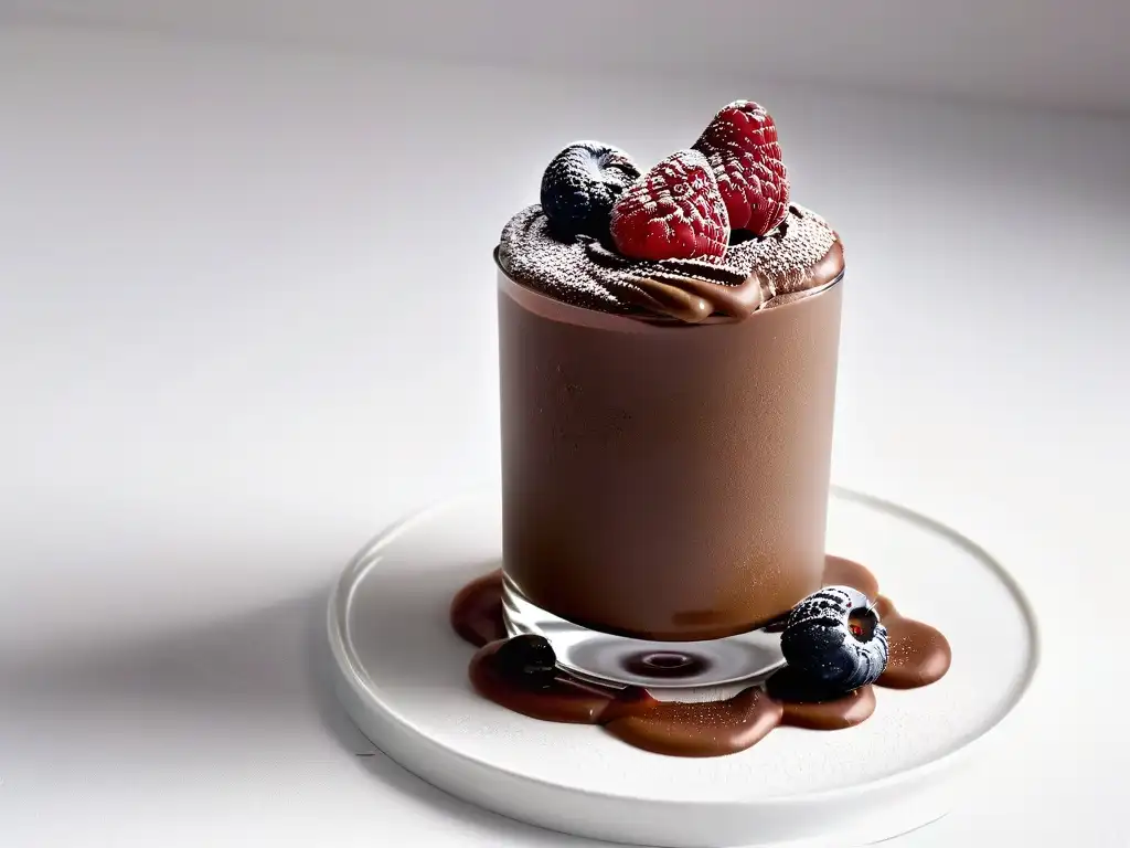 Deliciosa receta de mousse de chocolate con frambuesa en vaso, lista para saborear