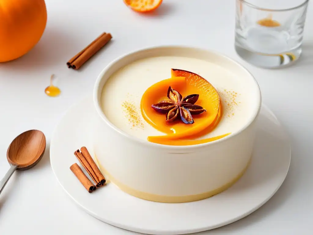 Crema Catalana de Calabaza: Delicia Minimalista Deliciosa receta crema catalana calabaza con toque de canela y piel de naranja, presentada en un elegante ramekin