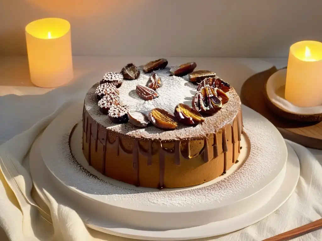 Una deliciosa receta con dátiles saludables: exquisita torta de dátil y nuez decorada con azúcar glass y dátiles frescos