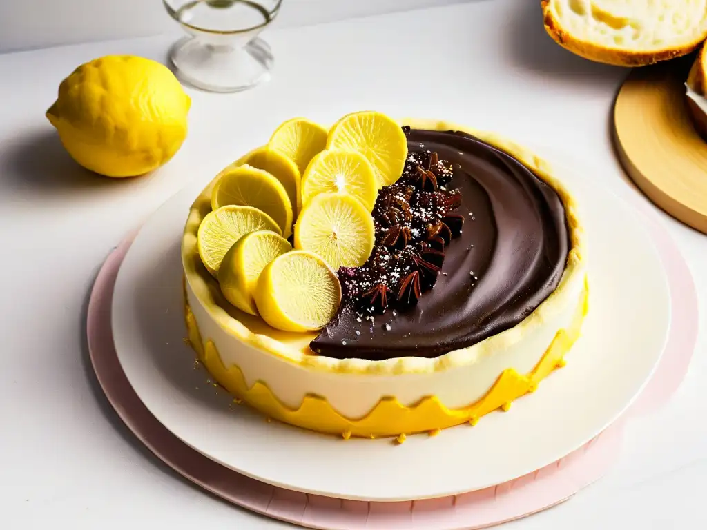 Deliciosa Receta Neenish Tarts: exquisita tarta con glaseado de chocolate, decorada con limón y menta