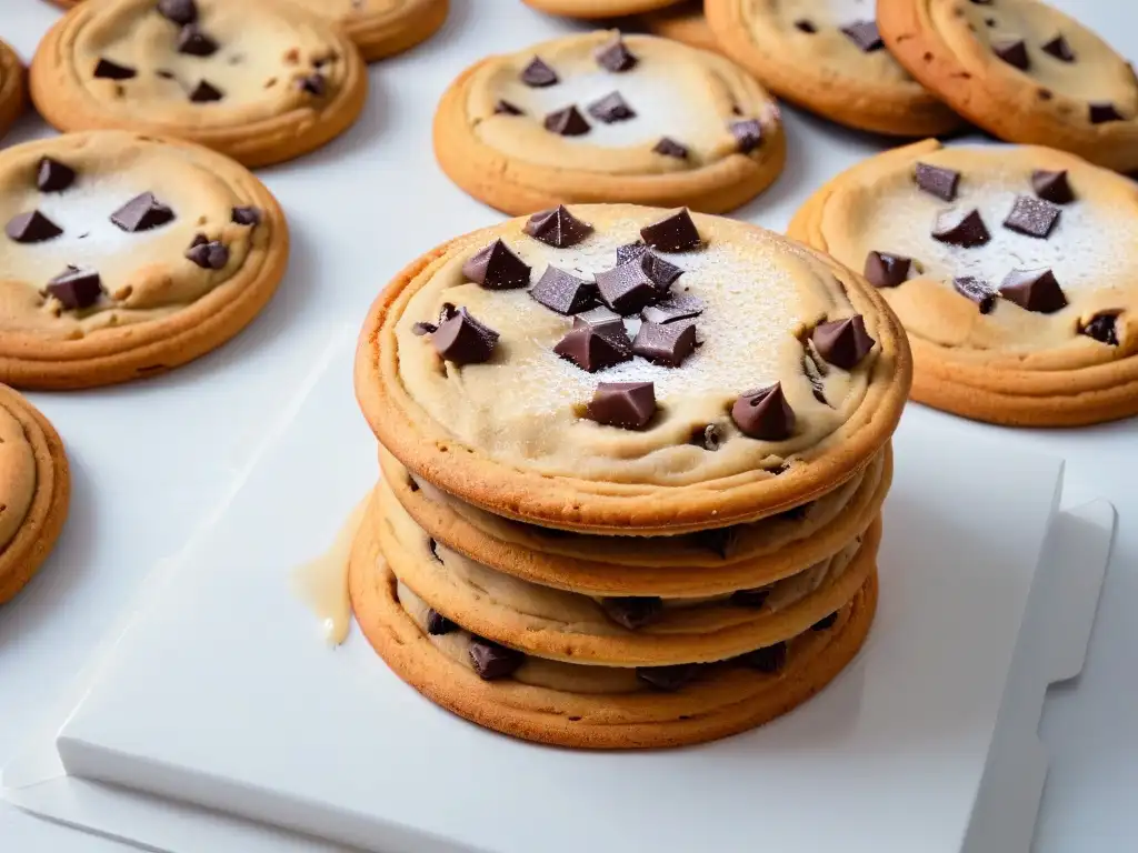 Deliciosa receta de galletas Stranger Things con trozos de chocolate fundido, en un fondo blanco