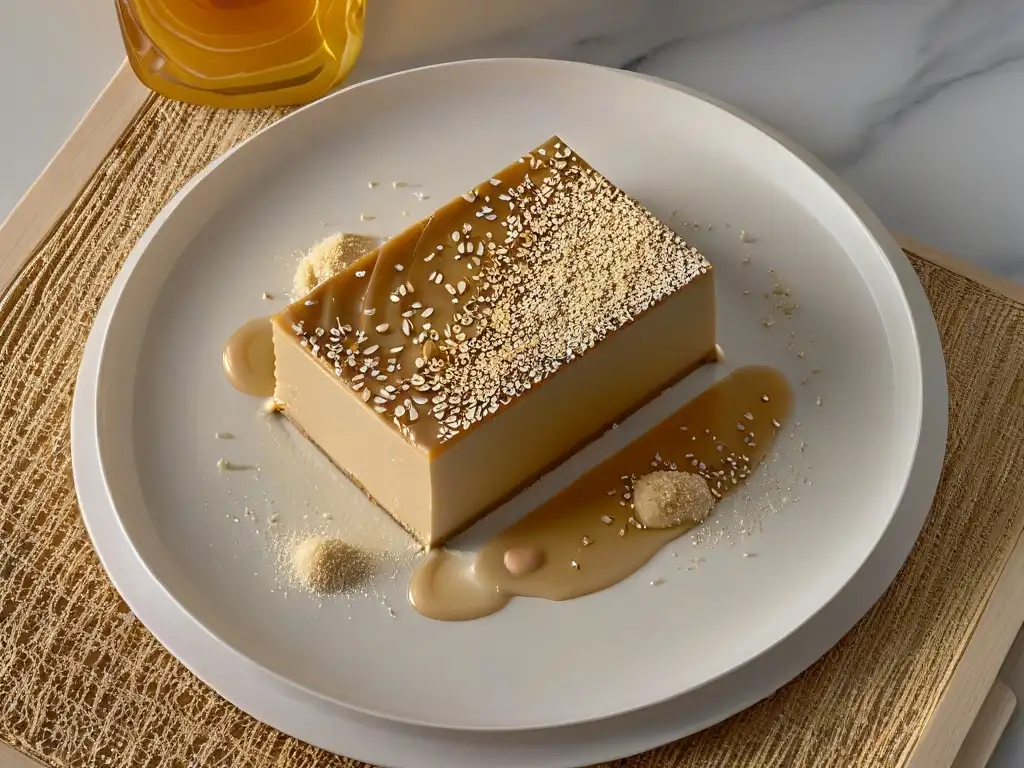 Deliciosa receta halva sésamo africana en un elegante plato blanco con semillas tostadas