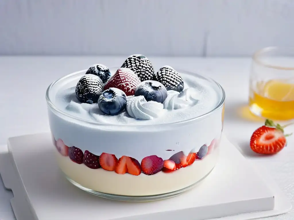 Preparando una deliciosa receta de helado casero de yogur con frutas frescas