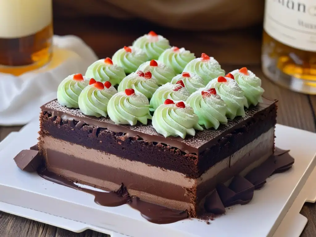 Deliciosa receta Peppermint Slice chocolate menta con capas perfectamente detalladas, listas para saborear