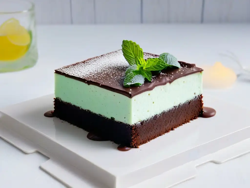 Deliciosa Receta Peppermint Slice chocolate menta en una composición visualmente tentadora