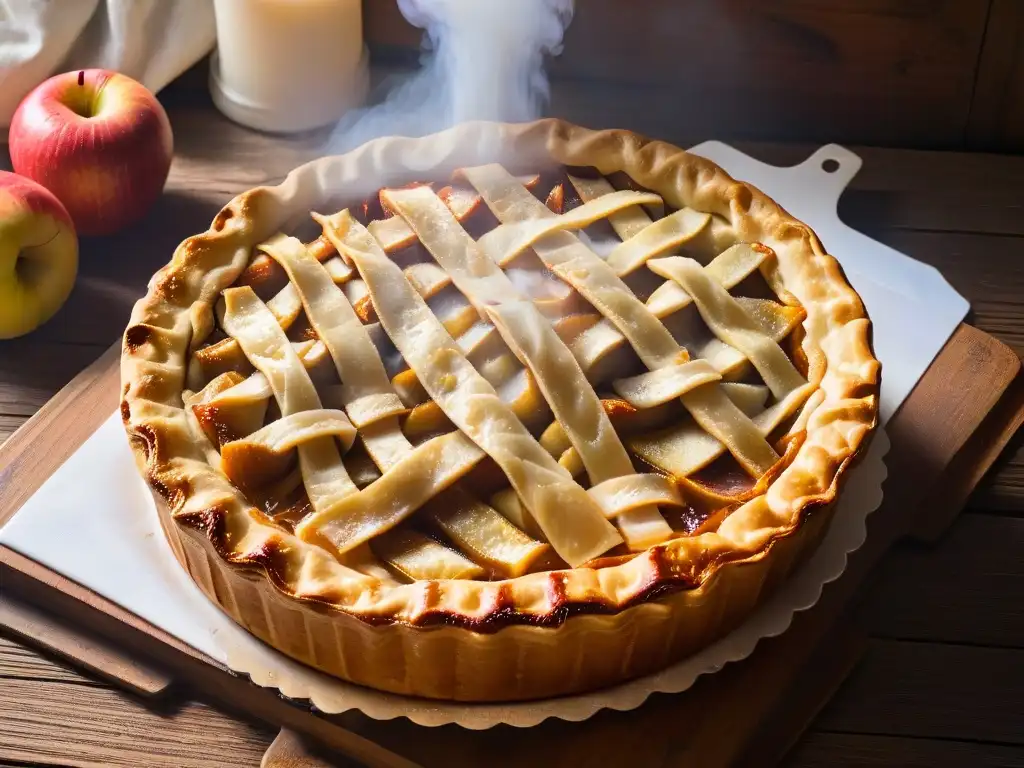 Deliciosa receta tarta manzana estilo American Pie: crujiente masa dorada y manzanas caramelizadas, recién horneada