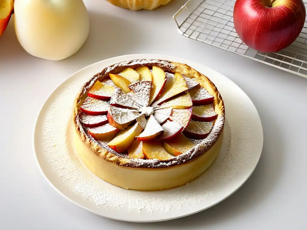 Deliciosa receta de tarta de manzana baja calorías con crujiente crust dorado y manzanas caramelizadas