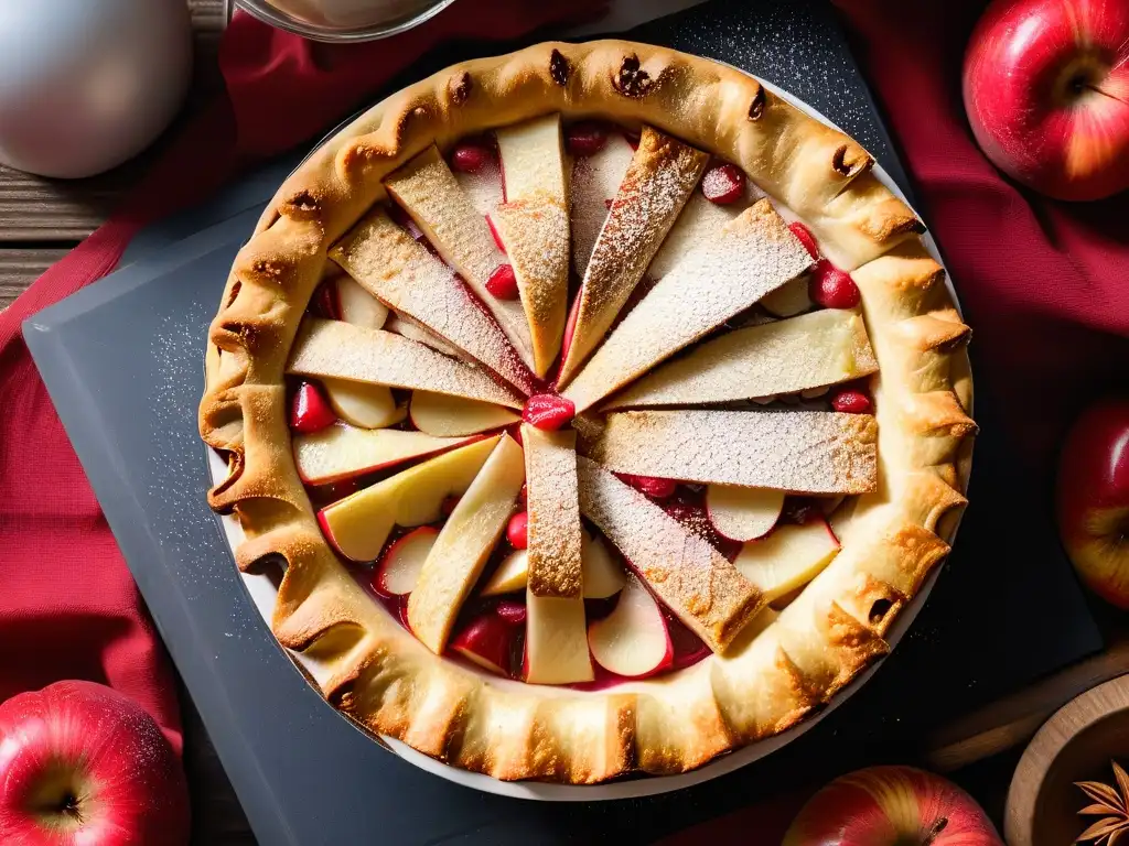 Deliciosa receta de tarta de manzana baja en calorías con manzanas frescas y crujiente masa dorada