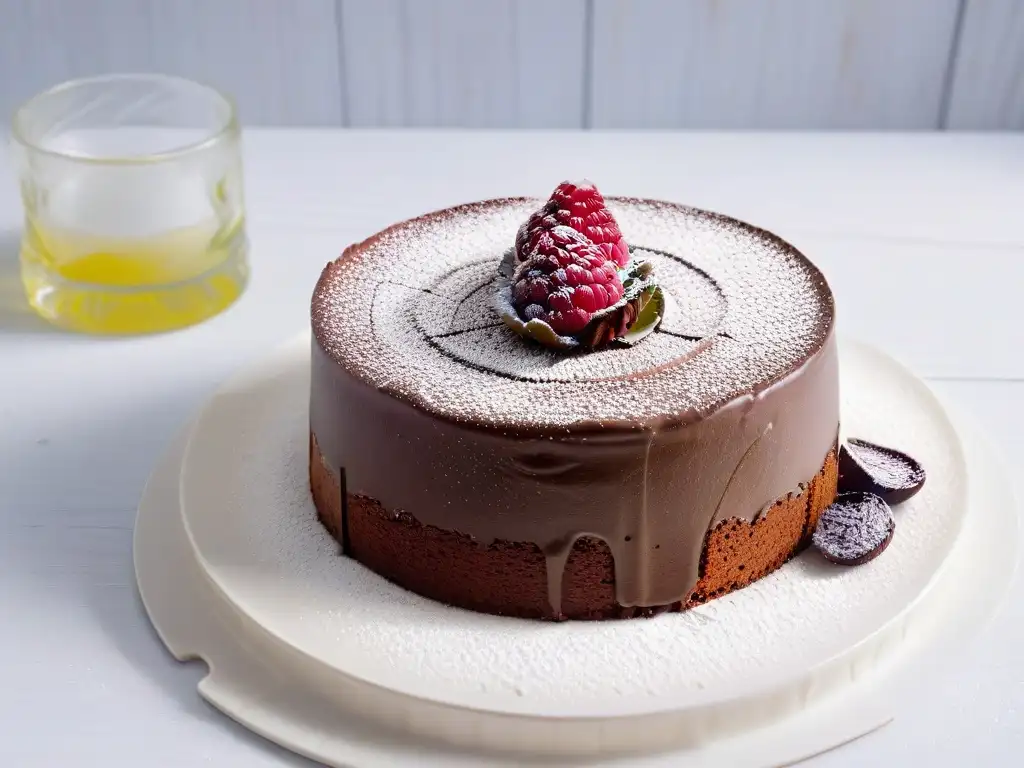 Deliciosa repostería sin gluten: exquisito pastel de chocolate con frambuesa para chefs entrevistas