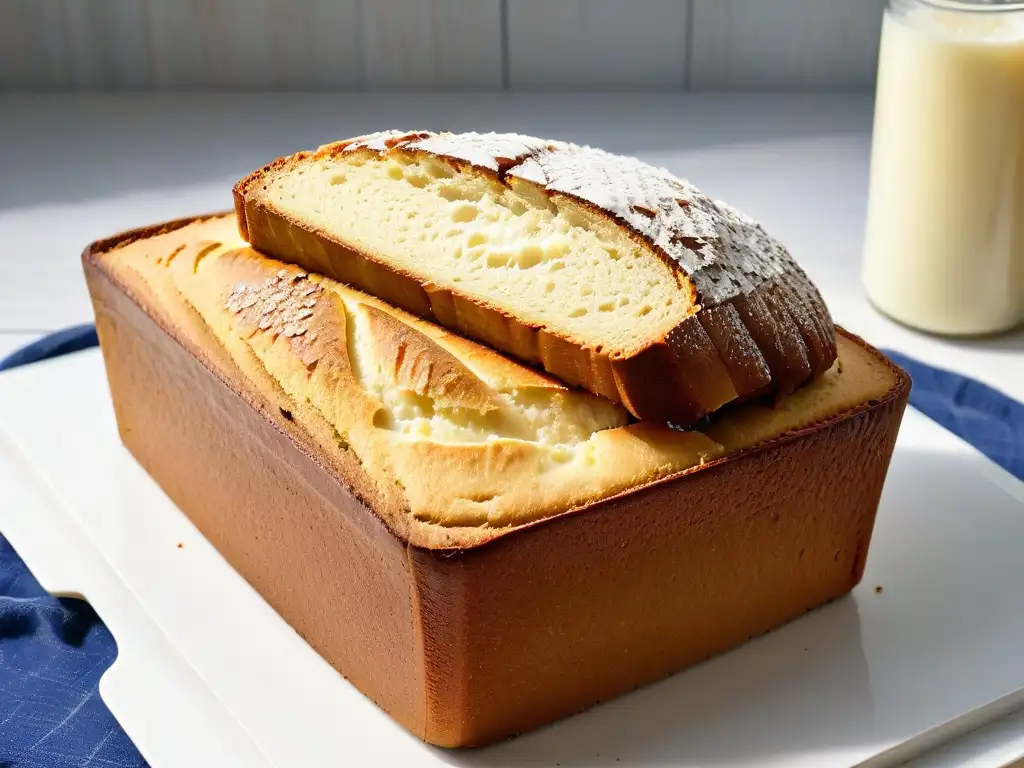 Deliciosa repostería keto: verdades y mitos en un pan de almendra y aceite de coco recién horneado de color dorado perfecto