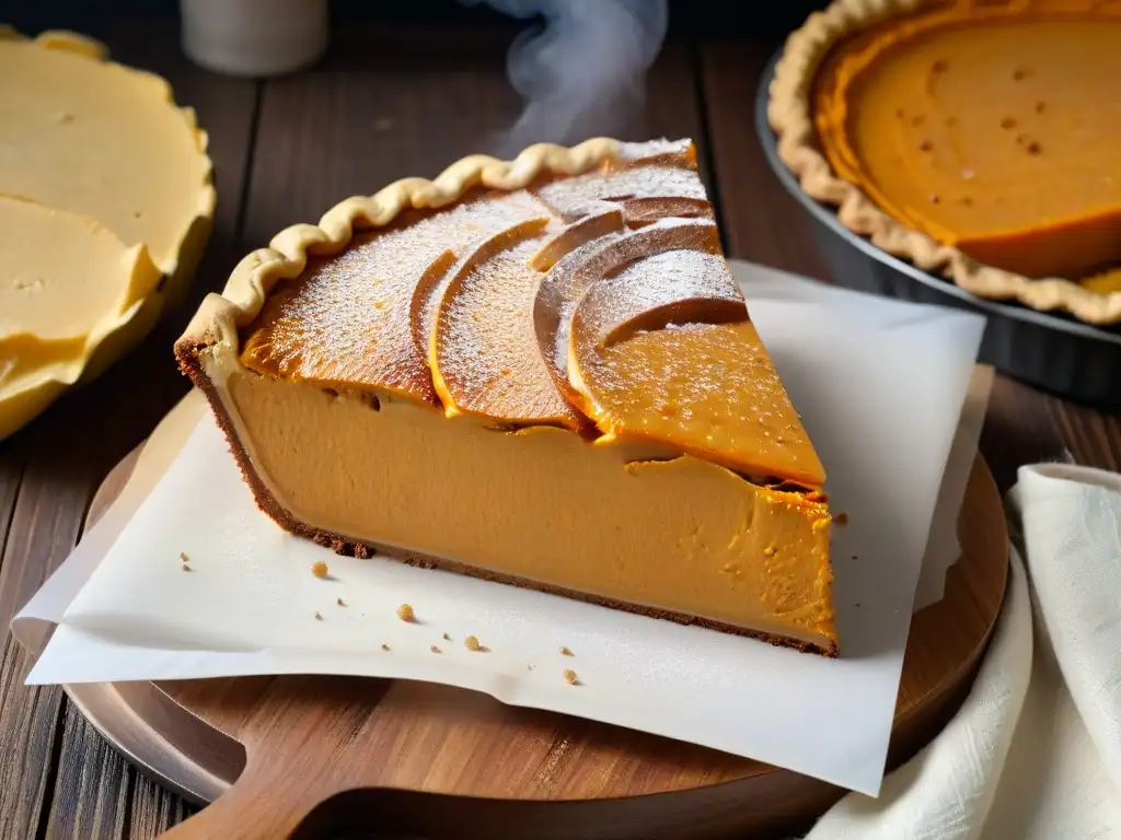 Deliciosa tarta de batata en África, con canela, en mesa rústica, evocando calidez y confort