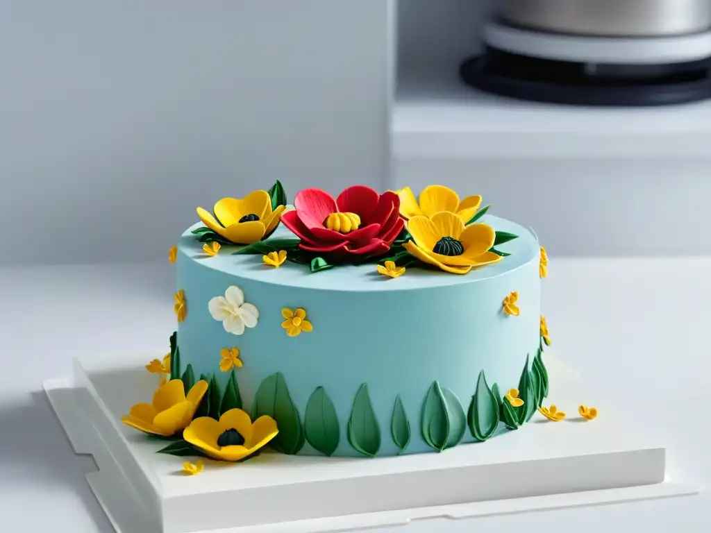 Deliciosa tarta decorada con detalle en cocina moderna: Realidad Aumentada en repostería mundial