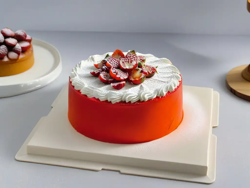 Una deliciosa tarta decorada con goji berries, ideal para repostería saludable