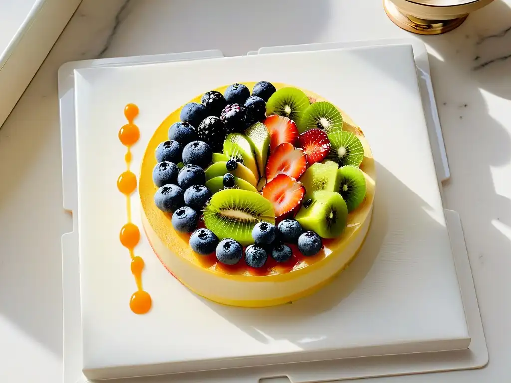 Deliciosa tarta de frutas de alta gama en mármol elegante