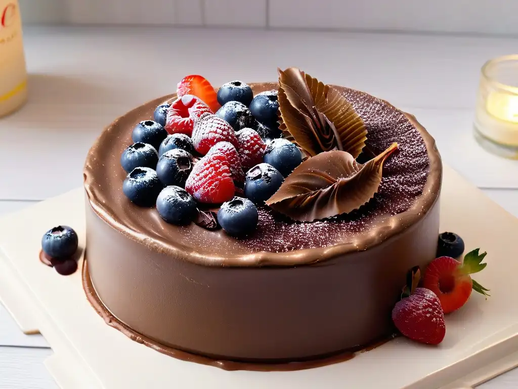 Deliciosa tarta sin horno de chocolate y frutos rojos, perfecta para disfrutar; tartas sin horno fáciles deliciosas