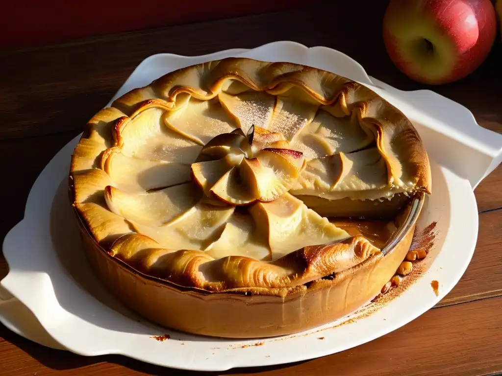 Deliciosa tarta de manzana recién horneada con beneficios de puré de manzana para repostería