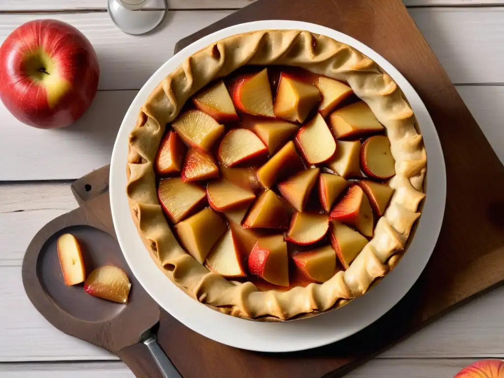 Deliciosa tarta de manzana recién horneada con puré de manzana casero, resaltando los beneficios del puré de manzana en repostería