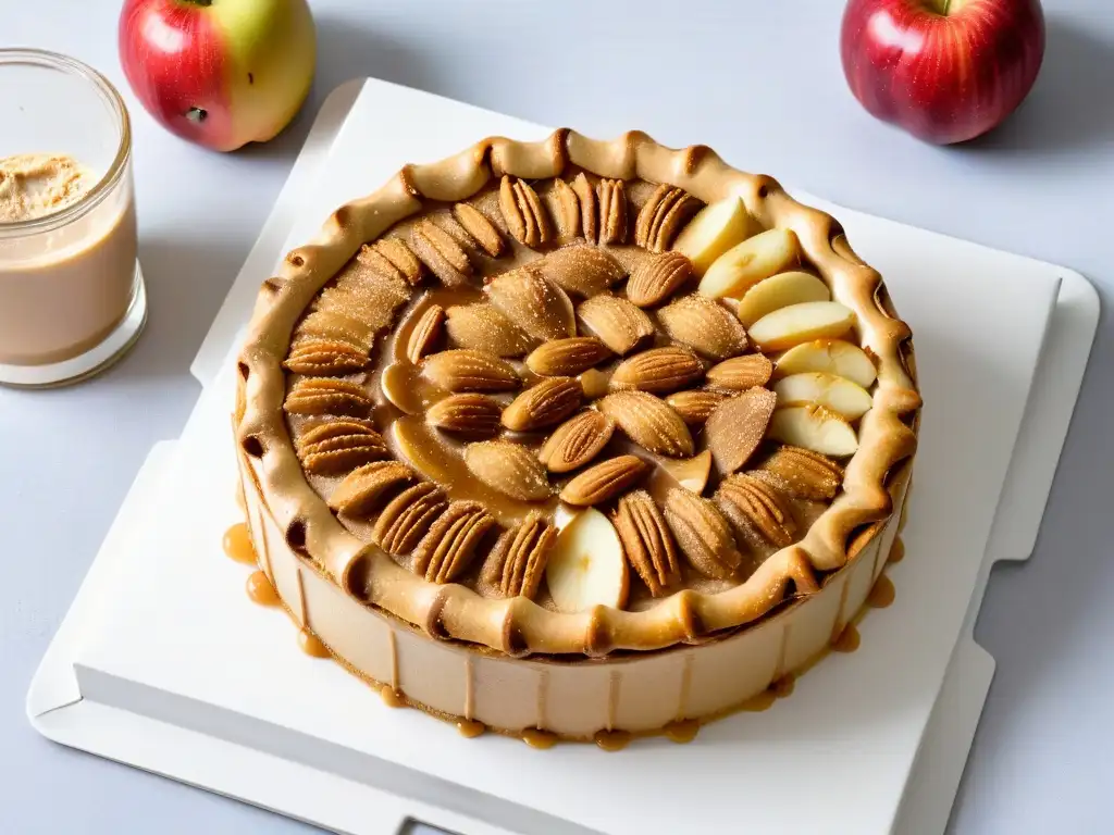 Una deliciosa tarta de manzana con un toque moderno y mantequilla de almendras