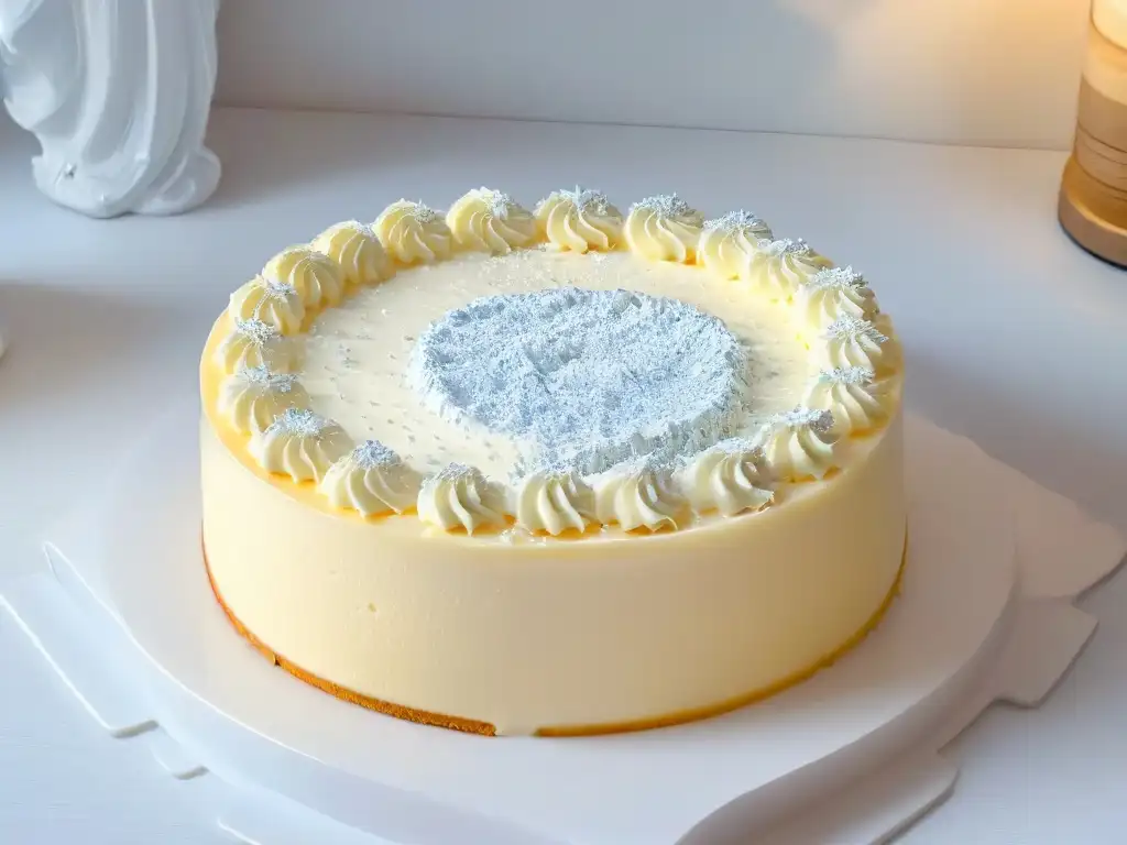 Una deliciosa tarta de queso con Stilton desmenuzado, presentada de forma elegante