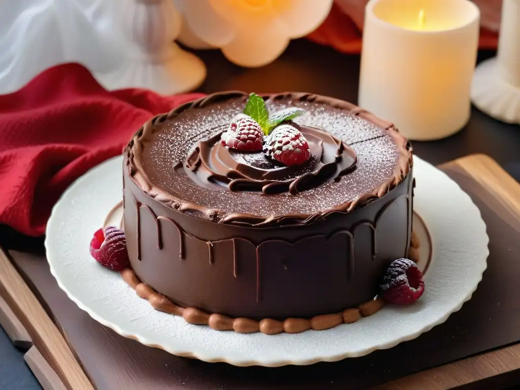 Deliciosa Torta Ahogada en Chocolate con decoración elegante y exquisita repostería