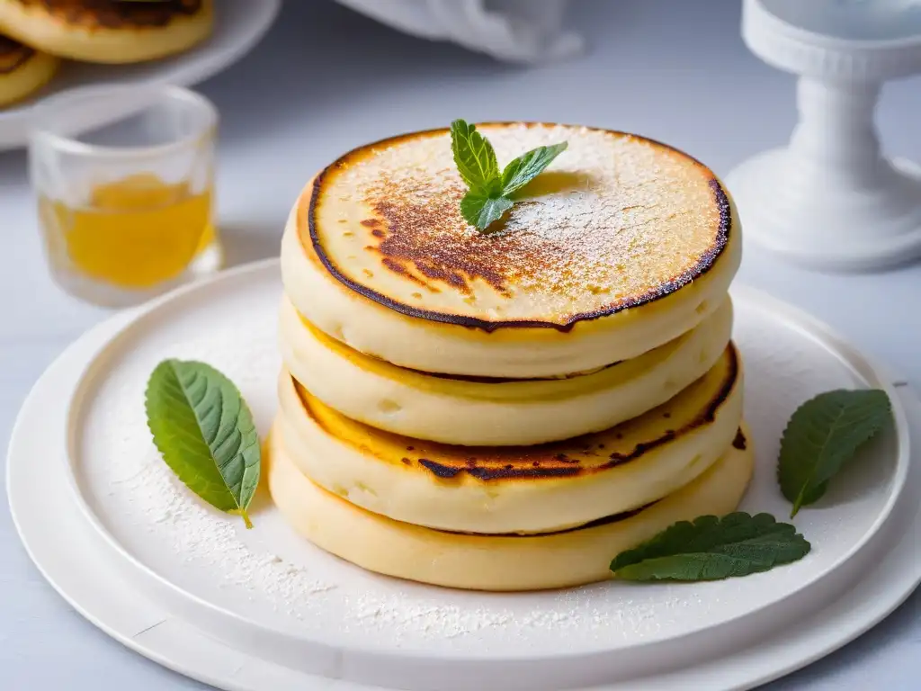 Deliciosas arepas dulces venezolanas tradicionales recién cocinadas en un plato de cerámica moderno