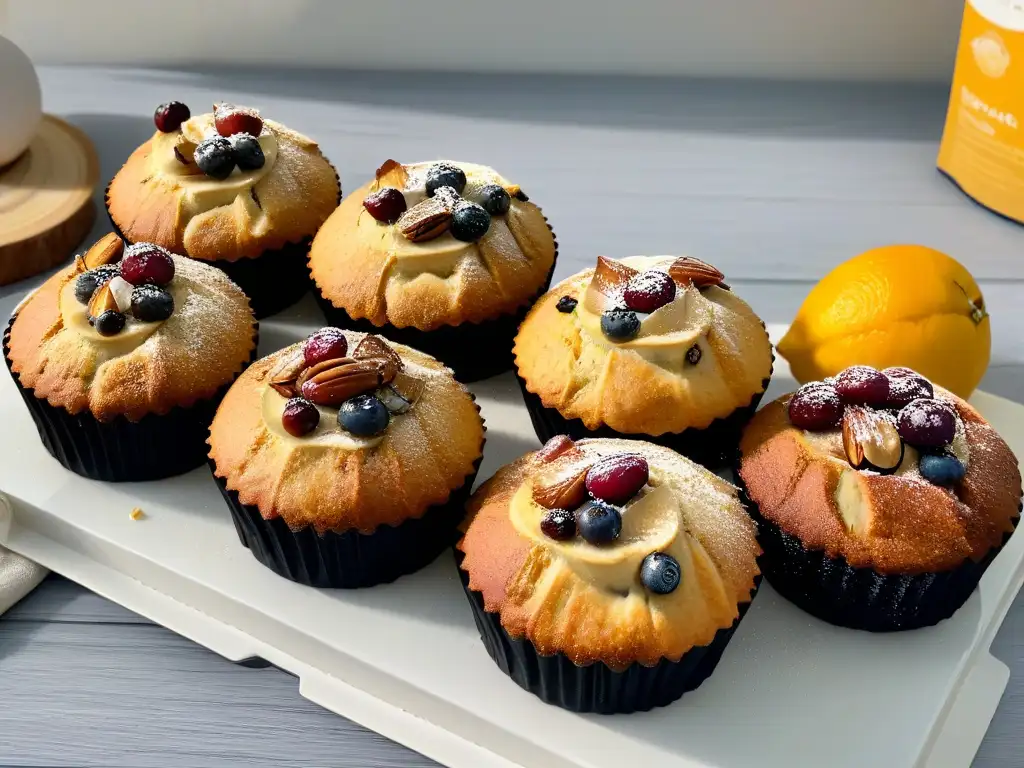 Deliciosas muffins caseras coloridas en una rejilla, listas para comer