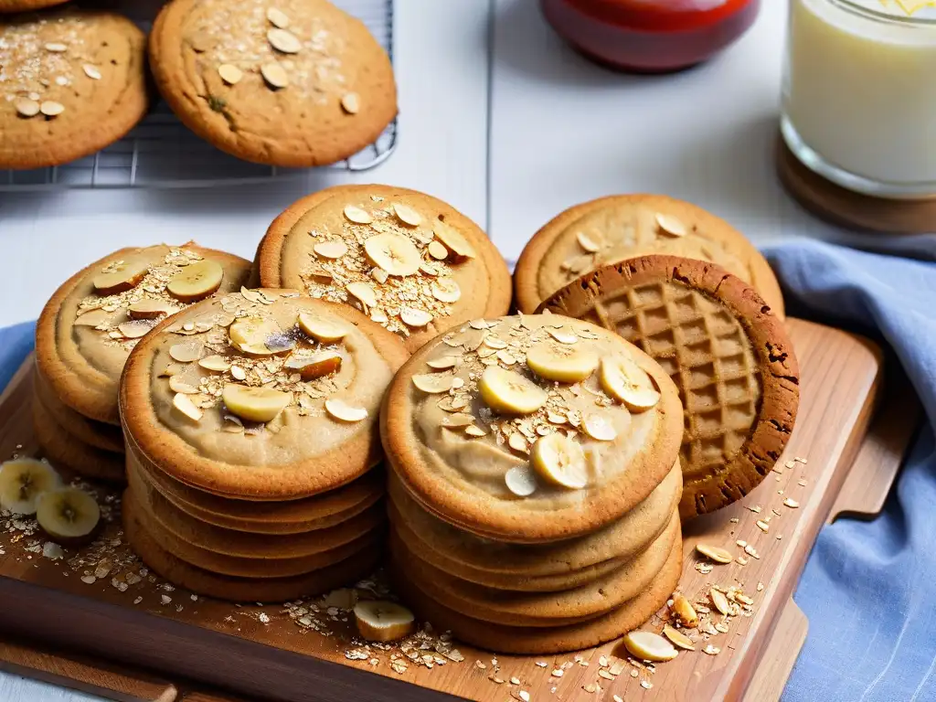 Deliciosas galletas de avena y plátano recién horneadas en un entorno acogedor de cocina